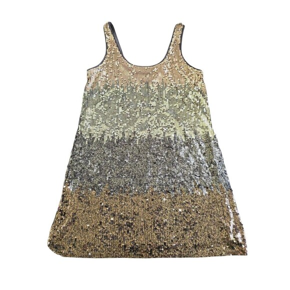 Express Gold Gradient Sequin Mini Dress Womens Size M Lined Party Formal Swiftie - Picture 9 of 9